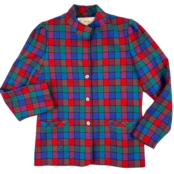 VINTAGE Checkered Wool Blazer - Picture 3 of 12